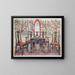 Black lacquer chairs and table with red lacquer mirror - Edwin Foley — framed artwork on a wall