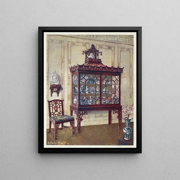 Box in sculpted porcelain in Chinese style Chippendales - Edwin Foley — framed artwork on a wall