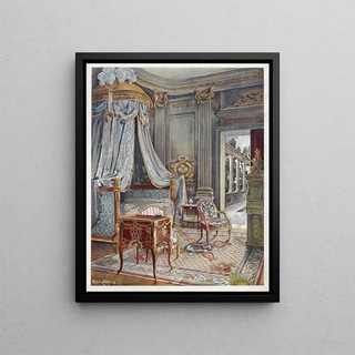 Lit à couronne sculpted and gilded, draped, Louis XVI style - Edwin Foley — framed artwork on a wall