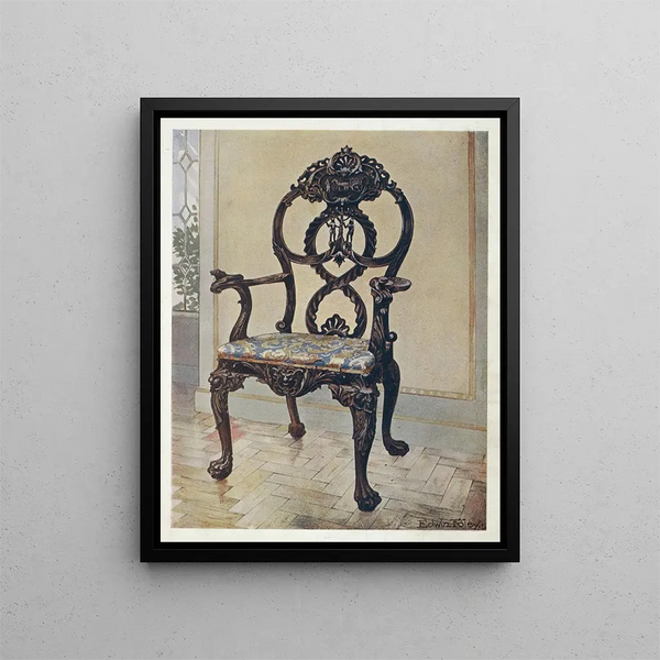 Chippendale carved president's chair painting - Edwin Foley — framed artwork on a wall