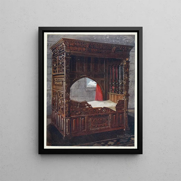a carved oak painting of Jeanne d'Albret dated 1562 - Edwin Foley — framed artwork on a wall