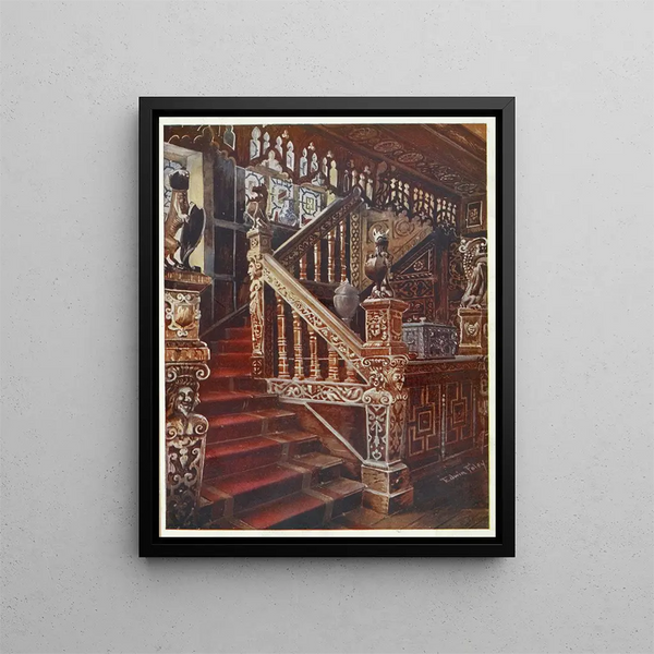 Chêne staircase sculpture Godinton - Edwin Foley — framed artwork on a wall