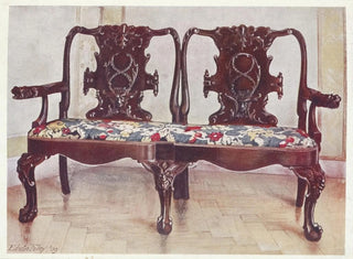 Sofa darby et Joan en noyer sculpté - Edwin Foley — artwork view