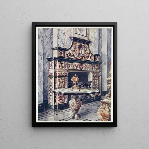 Florentine colorful mosaic fireplace Victoria and Albert Museum South Kensington painting in mosaic - Edwin Foley — framed artwork on a wall