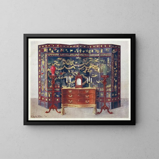 Commode courbée de style Chippendale sous influence française - Edwin Foley — framed artwork on a wall