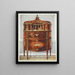 Satin-finished and painted wooden office painting, mounted in gilded bronze - Edwin Foley — framed artwork on a wall