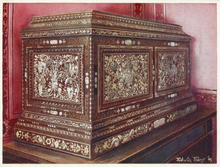Wooden box set in walnut inlaid with jewelry with front, sides, and top panels - Edwin Foley — artwork view