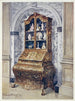Noisy inlaid walnut desk painting - Edwin Foley — artwork view