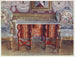 a kneeling desk painting in red tortoiseshell, with a lacquered steel top, gilded Boulle upholstered armchairs in tapestry - Edwin Foley — artwork view