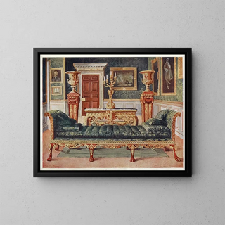 Georgian Suite painting in mahogany and gilding in the gallery and green salon of Longford Castle - Edwin Foley — framed artwork on a wall