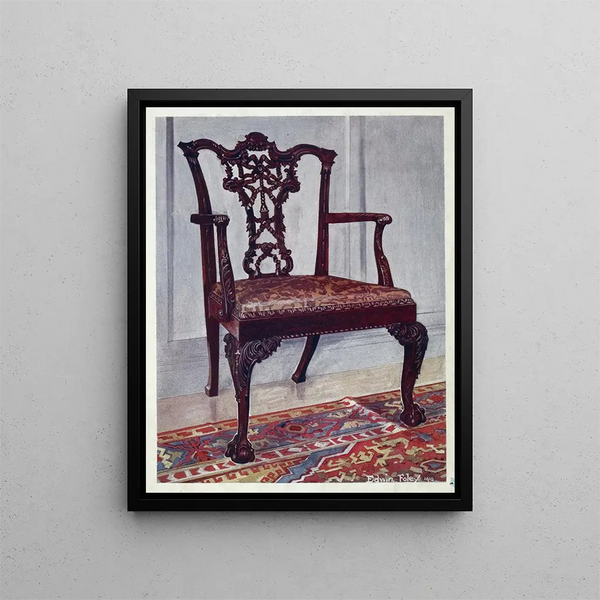 Armchair in mahogany Chippendale style - Edwin Foley — framed artwork on a wall