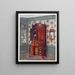 Mahogany façade cabinet with mahogany furniture top, mahogany and gilt constitution mirror - Edwin Foley — framed artwork on a wall