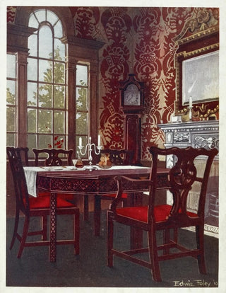 Dining table divisible in mahogany and high-back chairs - Edwin Foley — artwork view