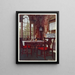 Dining table divisible in mahogany and high-back chairs - Edwin Foley — framed artwork on a wall