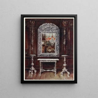 Guéridons en miroir et table recouverts de plaques d'argent - Edwin Foley — framed artwork on a wall