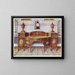 Satinwood buffet painting painted and inlaid, mahogany console clock - Edwin Foley — framed artwork on a wall