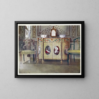 Commode and painted chairs - Edwin Foley — framed artwork on a wall