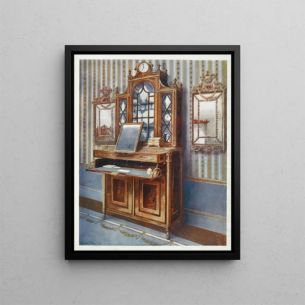 Satin and mahogany inlaid wooden dressing table - Edwin Foley — framed artwork on a wall