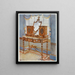 Satin wood dresser painting with medallions - Edwin Foley — framed artwork on a wall