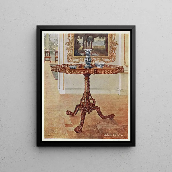 Gallery table with profiled edge and shaped borders - Edwin Foley — framed artwork on a wall