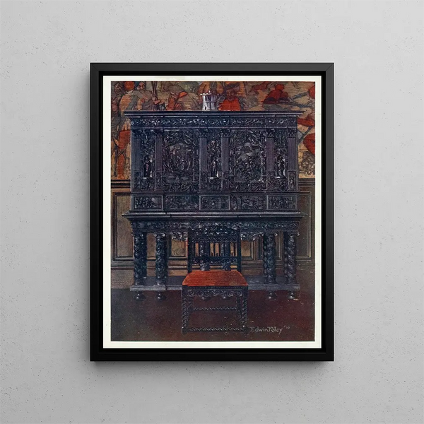 The Rubens Cabinet in carved ebony, marquetry interior design, and tortoise shell columns - Edwin Foley — framed artwork on a wall