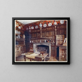 L'étude lambrissée à Groombridge Place, Kent - Edwin Foley — framed artwork on a wall