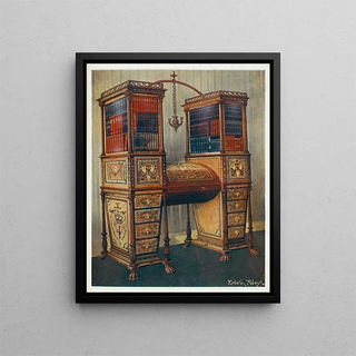 The double marqueted secretary and the sisters' library - Edwin Foley — framed artwork on a wall