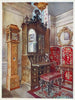 Scrutateur en noyer Horloge jaune en sycomore incrusté Tabouret sculpté - Edwin Foley — artwork view