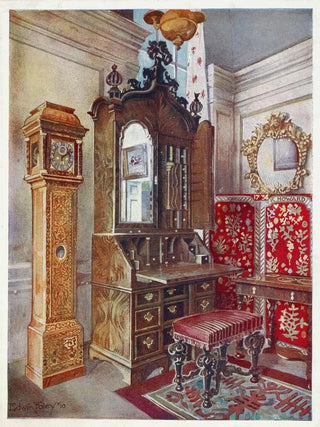 Scrutateur en noyer Horloge jaune en sycomore incrusté Tabouret sculpté - Edwin Foley — artwork view