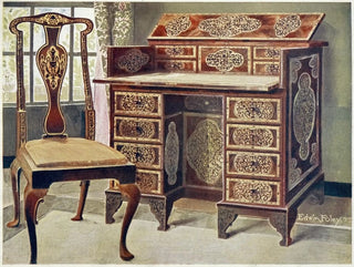Writing table in marqueted walnut - Edwin Foley — artwork view