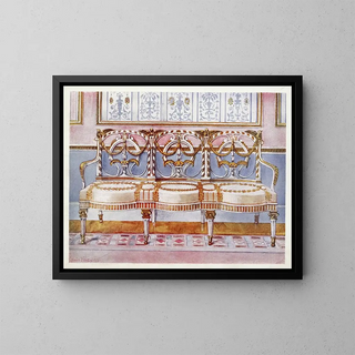 Golden and painted wooden sofa painting - Edwin Foley — framed artwork on a wall