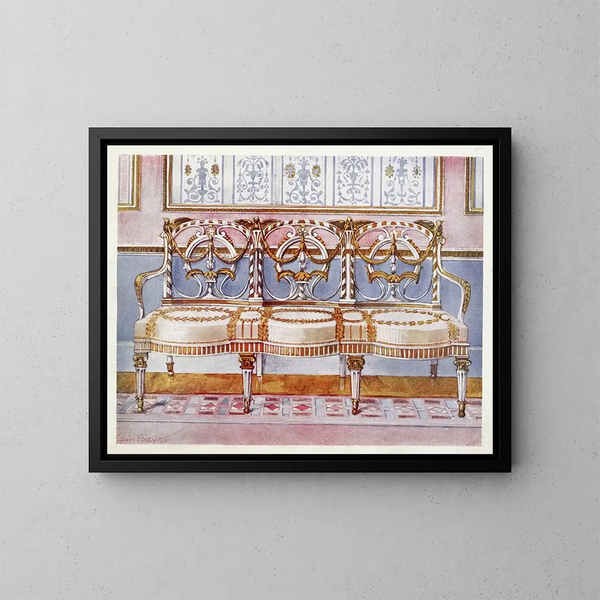Golden and painted wooden sofa painting - Edwin Foley — framed artwork on a wall