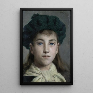 Portrait of a Girl - Edwin Harris — framed artwork on a wall