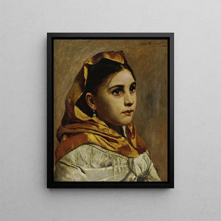 Portrait of a Young Girl - Edwin Harris — framed artwork on a wall