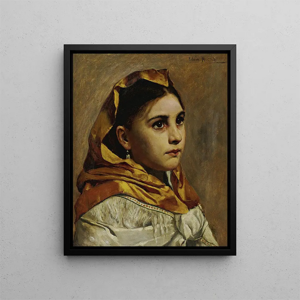Portrait of a Young Girl - Edwin Harris — framed artwork on a wall