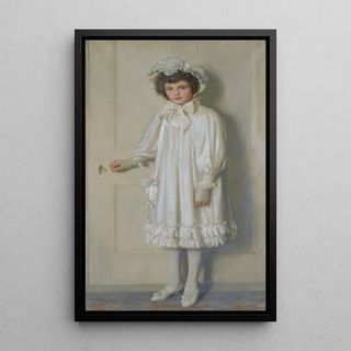 Reproduction of the painting La jeune fille en blanc, portrait de Beatrice Harrison à douze ans - Edwin Harris