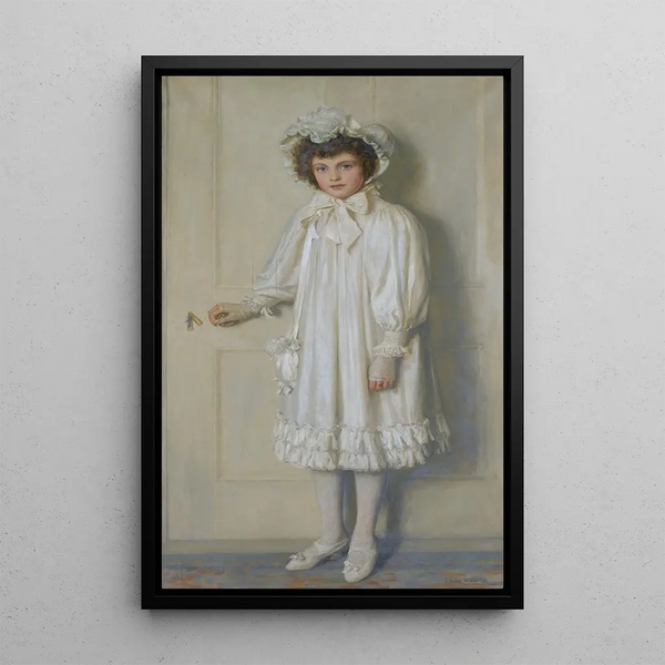 Reproduction of the painting La jeune fille en blanc, portrait de Beatrice Harrison à douze ans - Edwin Harris