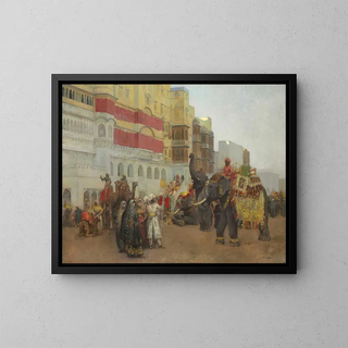 A festive day in Bekanir, Belouchistan - Edwin Lord Weeks — framed artwork on a wall