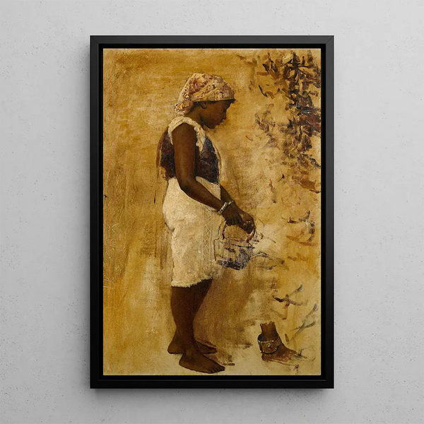 A Moorish girl in yellow - Edwin Lord Weeks — framed artwork on a wall
