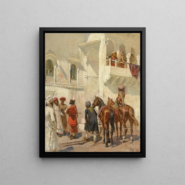 Before the hunt - Edwin Lord Weeks — framed artwork on a wall