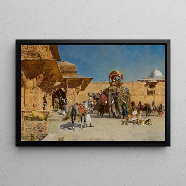 Departure for the Hunt - Edwin Lord Weeks — framed artwork on a wall