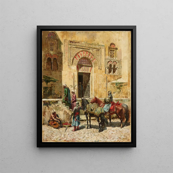 Entering the Mosque - Edwin Lord Weeks — framed artwork on a wall