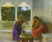 Figures dans un intérieur avec jardin de palmiers au-delà - Edwin Lord Weeks — artwork view
