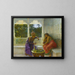 Figures dans un intérieur avec jardin de palmiers au-delà - Edwin Lord Weeks — framed artwork on a wall