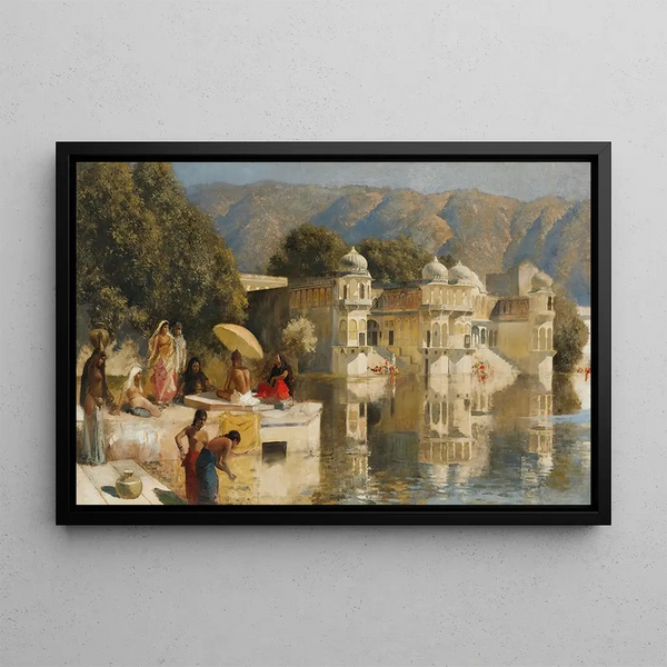 Lake in Udaipur, India - Edwin Lord Weeks — framed artwork on a wall