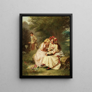 Les joyeux pêcheurs - Edwin Thomas Roberts — framed artwork on a wall