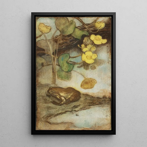 Frog with Water Lily - Eero Järnefelt — framed artwork on a wall
