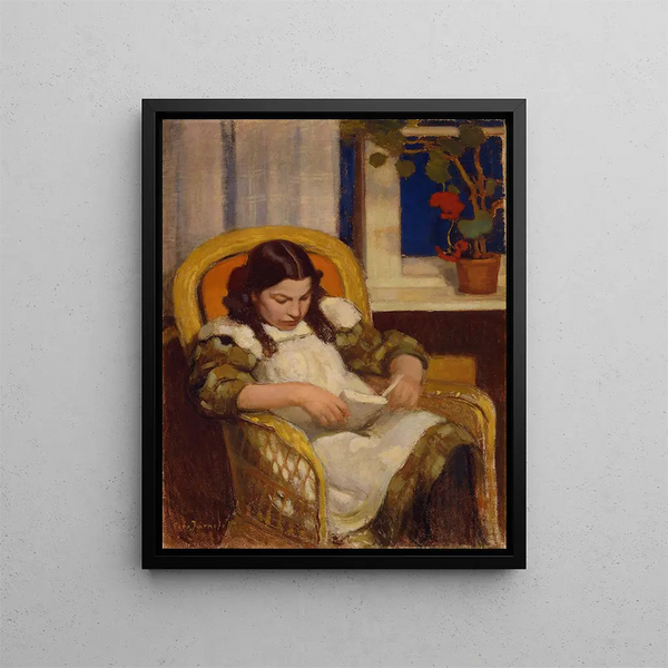 Girl Reading - Eero Järnefelt — framed artwork on a wall