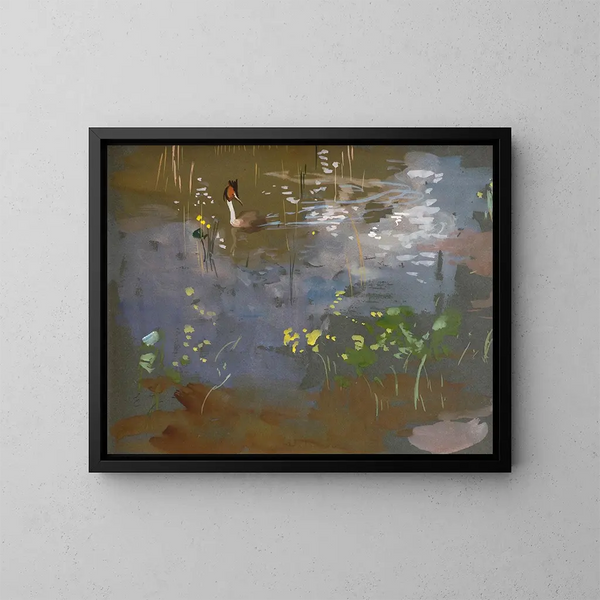 Grebe à cou noir - Eero Järnefelt — framed artwork on a wall