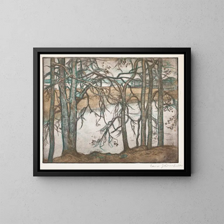 Rivage du lac avec des roseaux - Eero Järnefelt — framed artwork on a wall